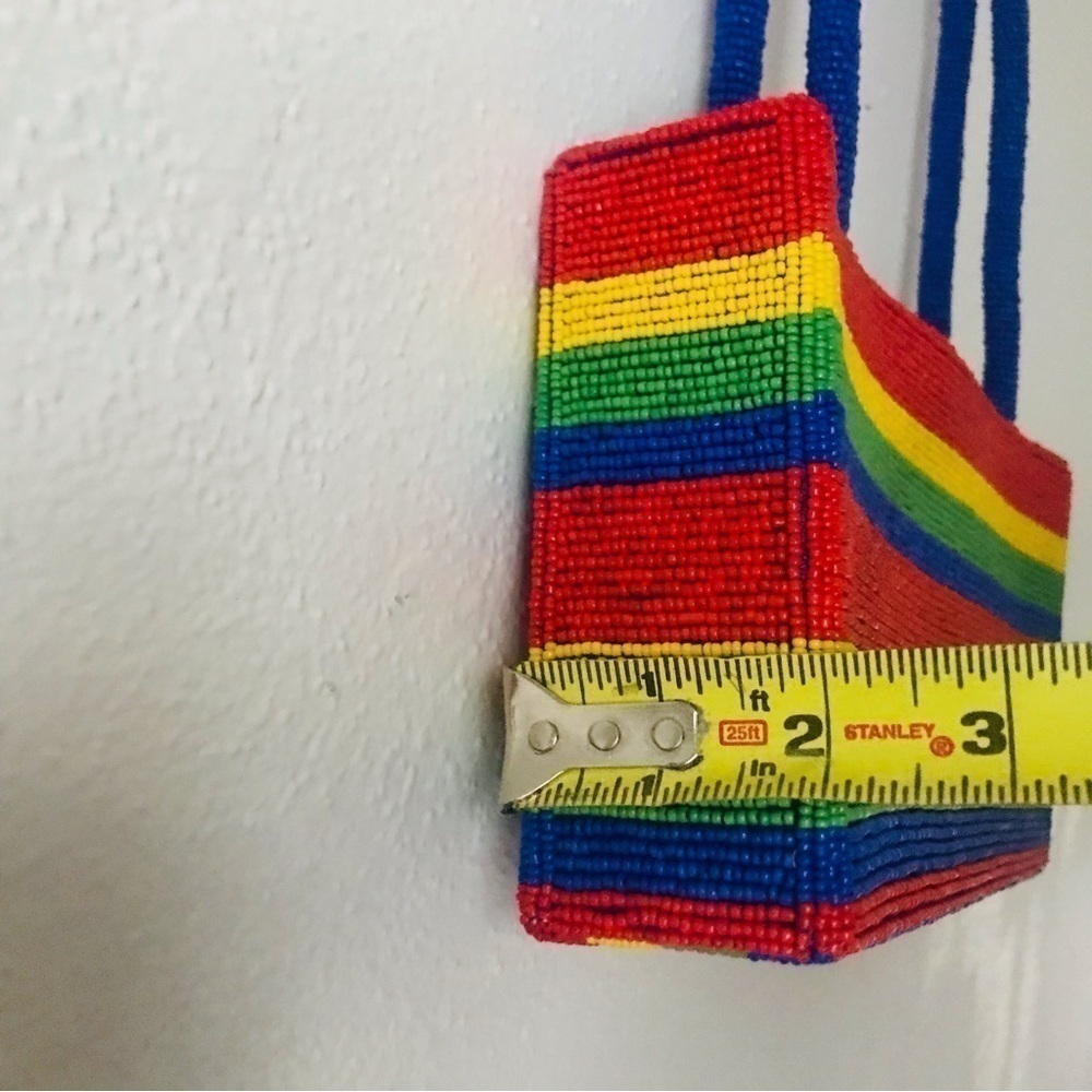 Vintage rainbow pride beaded y2k 90’s Lynne Jerome structured Tommy purse - Picture 5 of 8